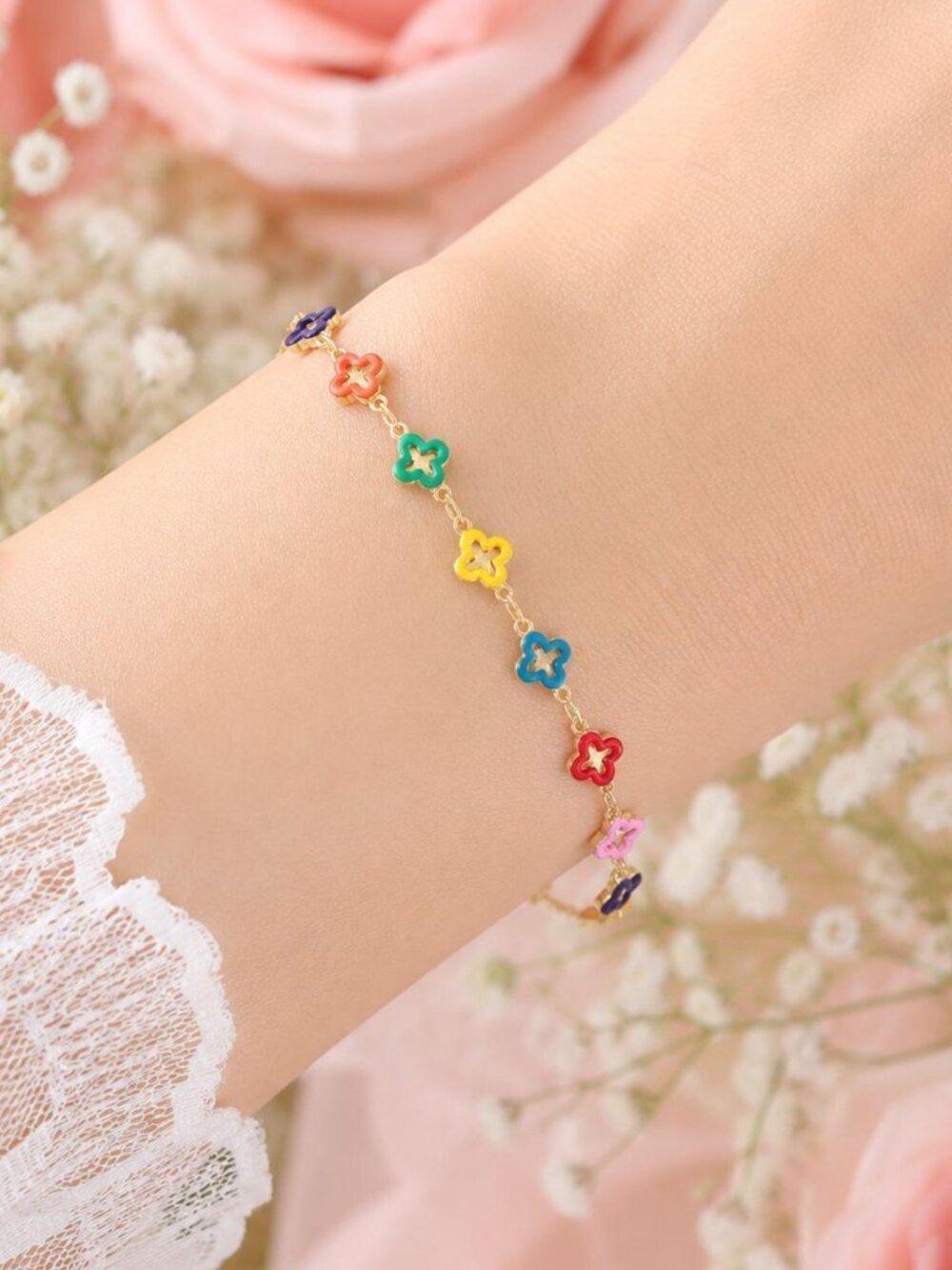 Colorful Flower Charm Bracelet